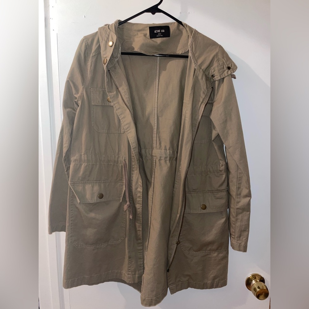 Women's Tan Hooded Jacket